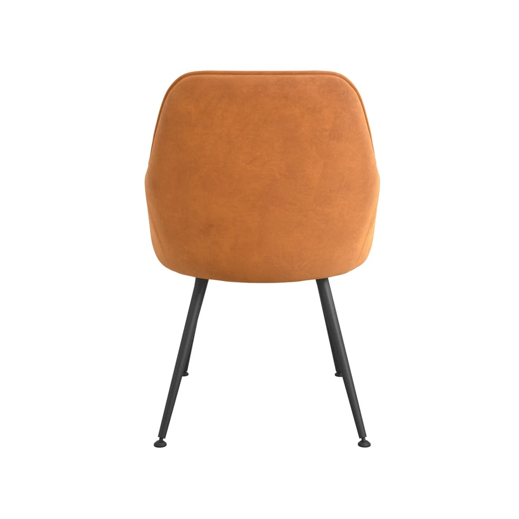 Tara Dining Chair In Burnt Rust Colour Velvet Fabric With Metal Legs Set of 2 - Image 4