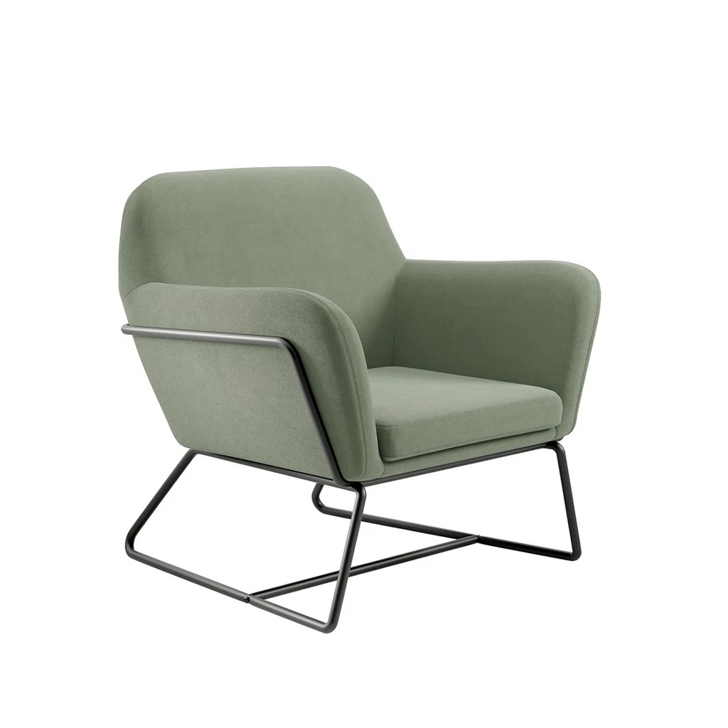 Charles Velvet Sage Armchair Comfortable & Relaxed Seating with Matte Black Legs - Image 2