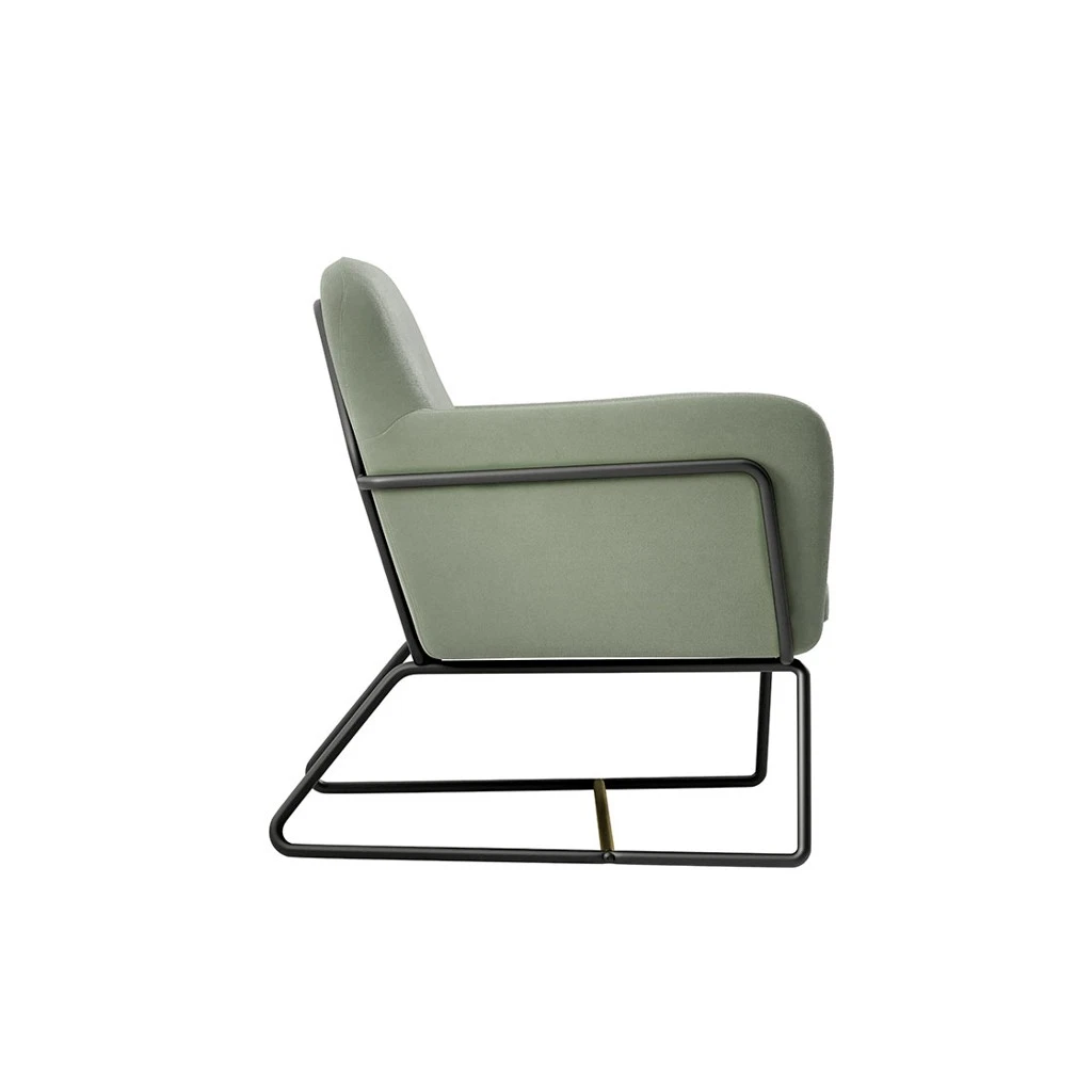 Charles Velvet Sage Armchair Comfortable & Relaxed Seating with Matte Black Legs - Image 3