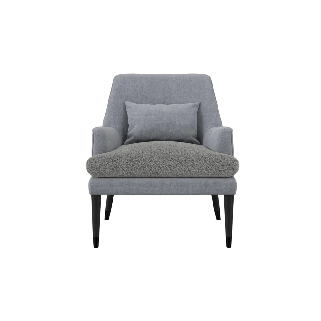 Montana Soft Grey Coloured Linen Blend Accent Chair With Black Wooden Legs