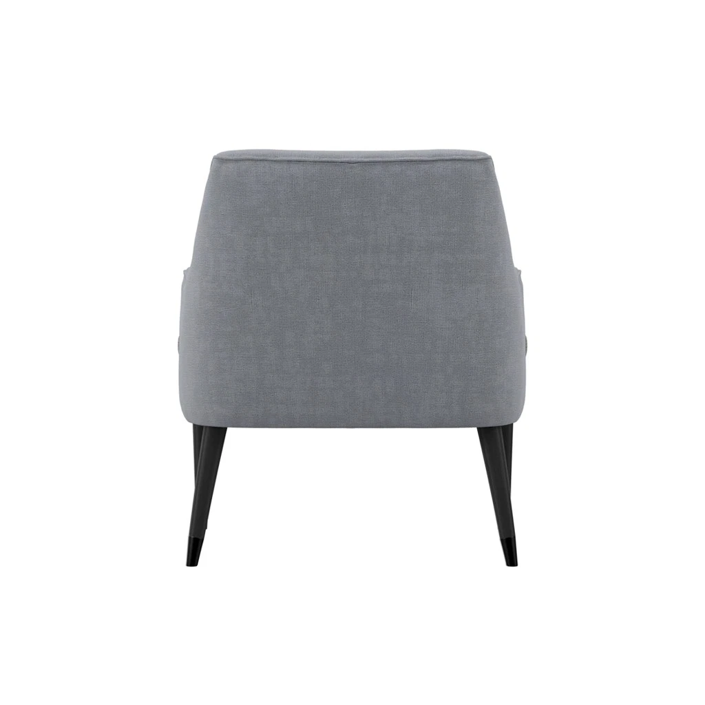 Montana Soft Grey Coloured Linen Blend Accent Chair With Black Wooden Legs - Image 4