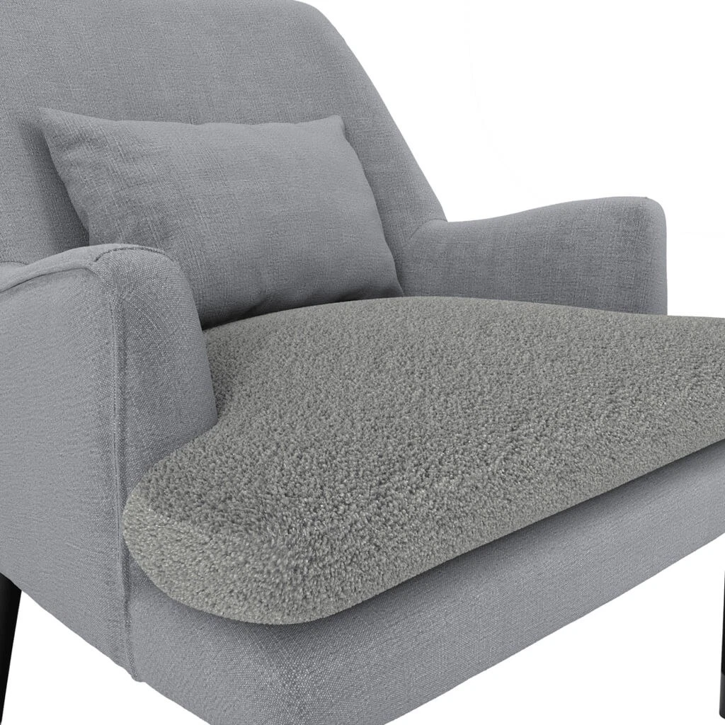 Montana Soft Grey Coloured Linen Blend Accent Chair With Black Wooden Legs - Image 5