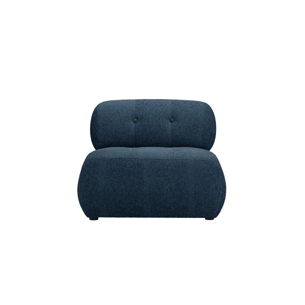 Reese Accent Chair Midnight Blue Coloured Boucle fabric With Black Wooden Legs