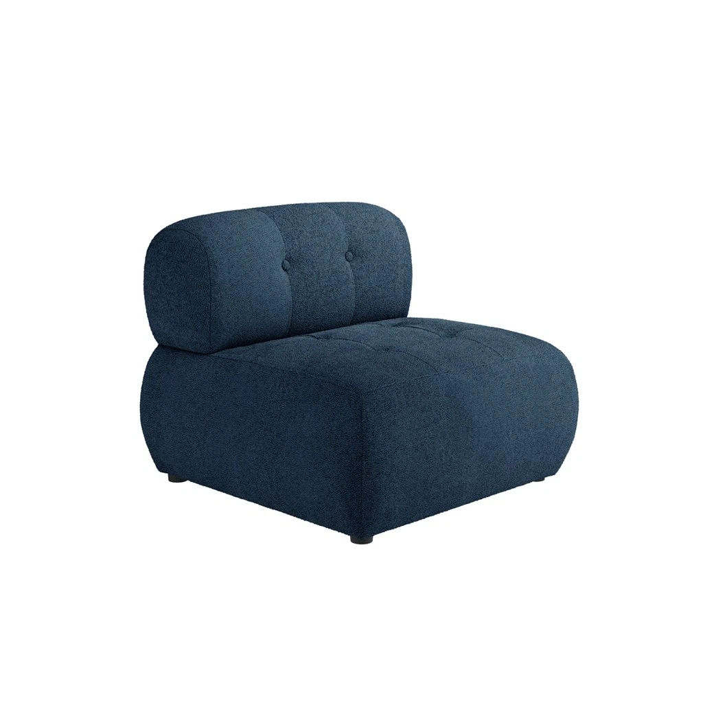 Reese Accent Chair Midnight Blue Coloured Boucle fabric With Black Wooden Legs - Image 2