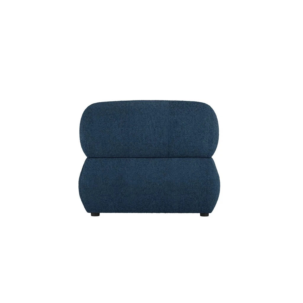 Reese Accent Chair Midnight Blue Coloured Boucle fabric With Black Wooden Legs - Image 4