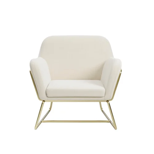 Charles Velvet Cream Armchair Comfortable&Relaxed Seating with Brushed Gold Legs
