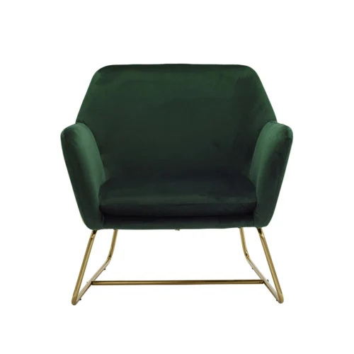 Charles Racing Green Armchair - Luxe Velvet Comfort with Sleek Gold Frame