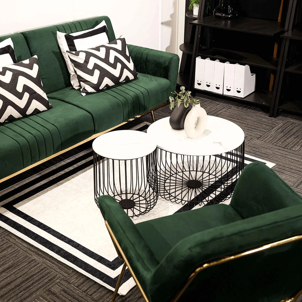 Charles Racing Green Armchair - Luxe Velvet Comfort with Sleek Gold Frame - Image 5