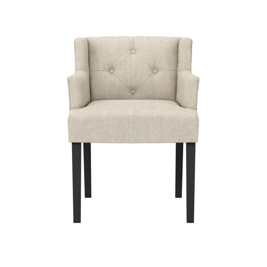 Shay Stone Winged Armed Dining Chair With Anthracite Linen Fabric (1 Per Pack)