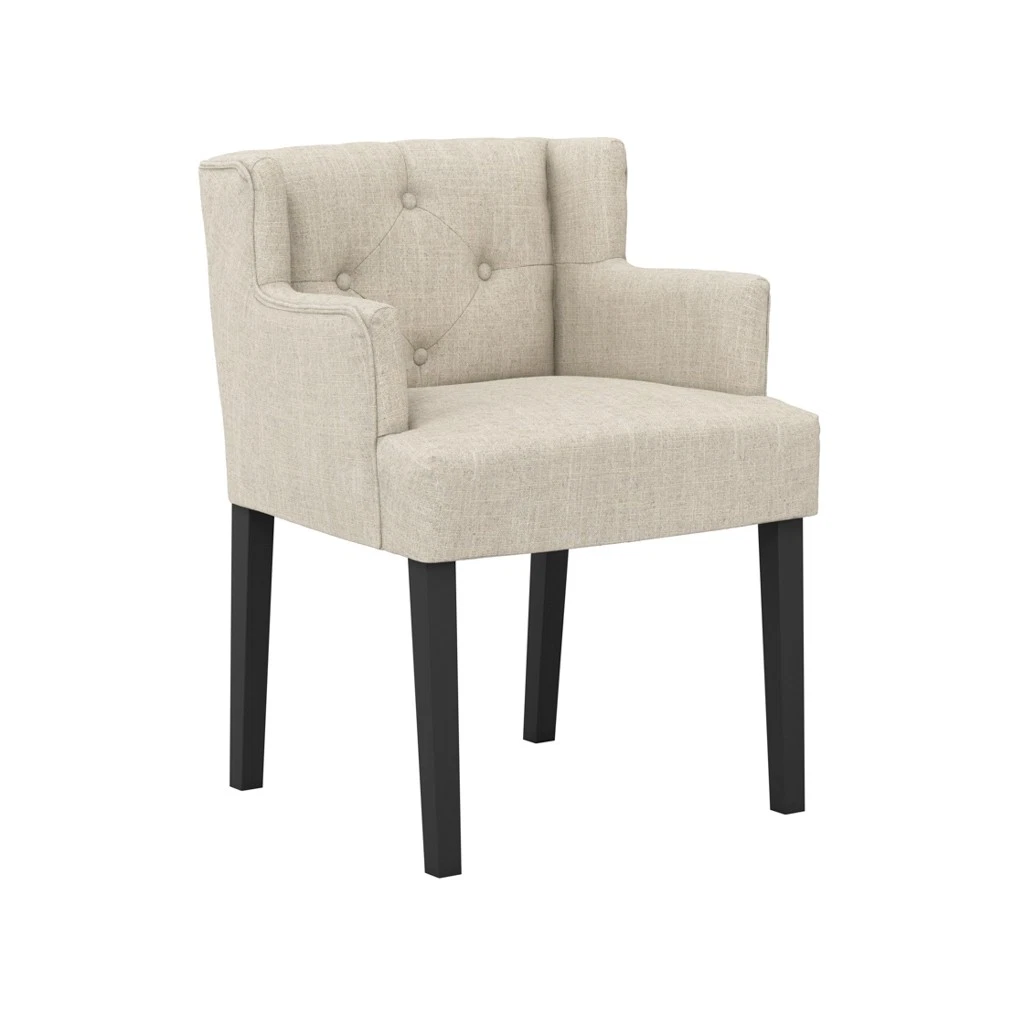 Shay Stone Winged Armed Dining Chair With Anthracite Linen Fabric (1 Per Pack) - Image 2