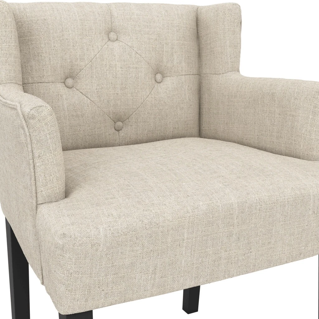 Shay Stone Winged Armed Dining Chair With Anthracite Linen Fabric (1 Per Pack) - Image 5