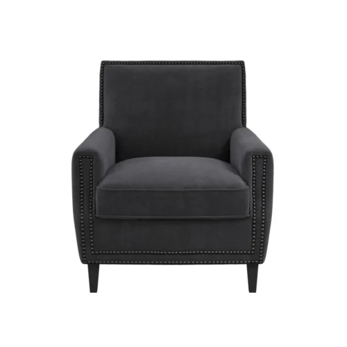 Atticus Anthracite ArmChair With Single Sofa Seat & Black Legs For Living Room
