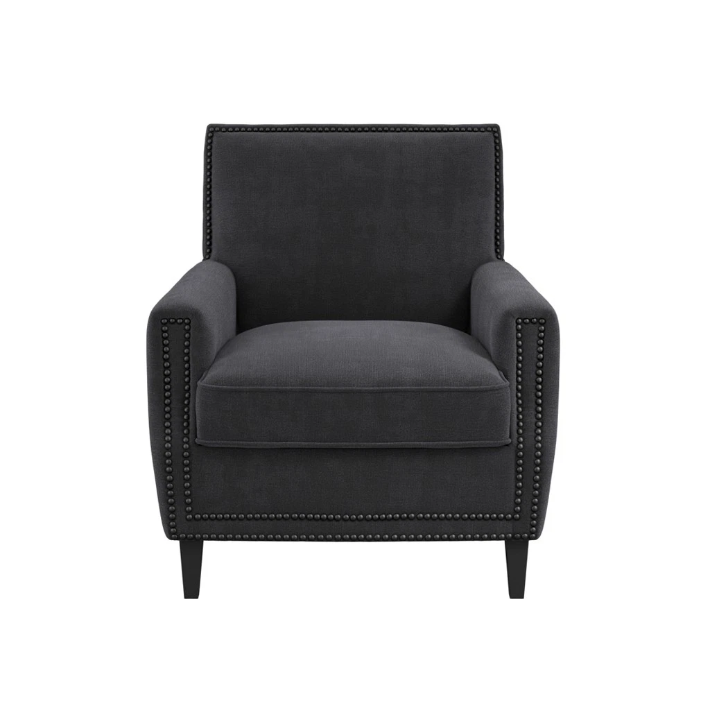Atticus Anthracite ArmChair With Single Sofa Seat & Black Legs For Living Room
