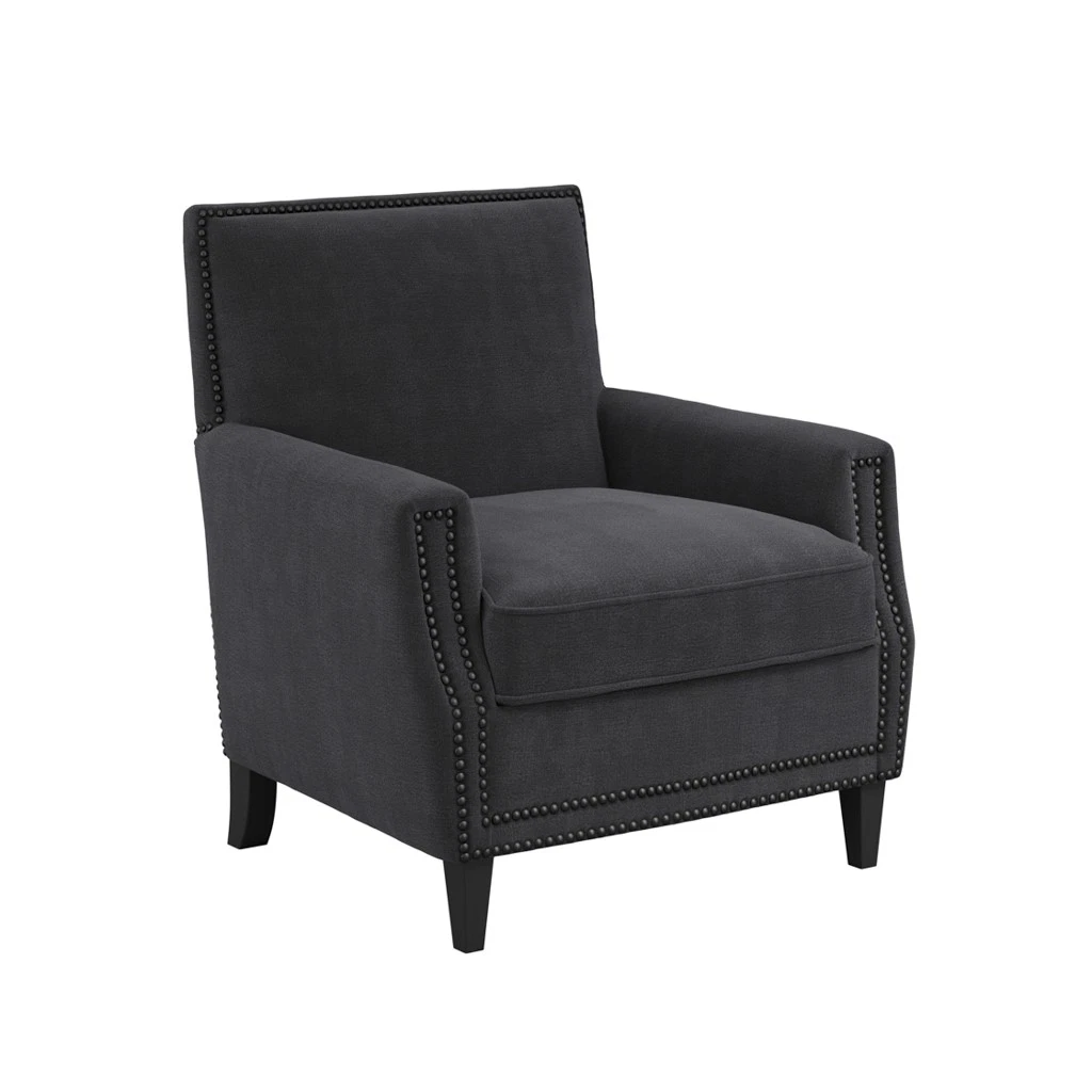 Atticus Anthracite ArmChair With Single Sofa Seat & Black Legs For Living Room - Image 2