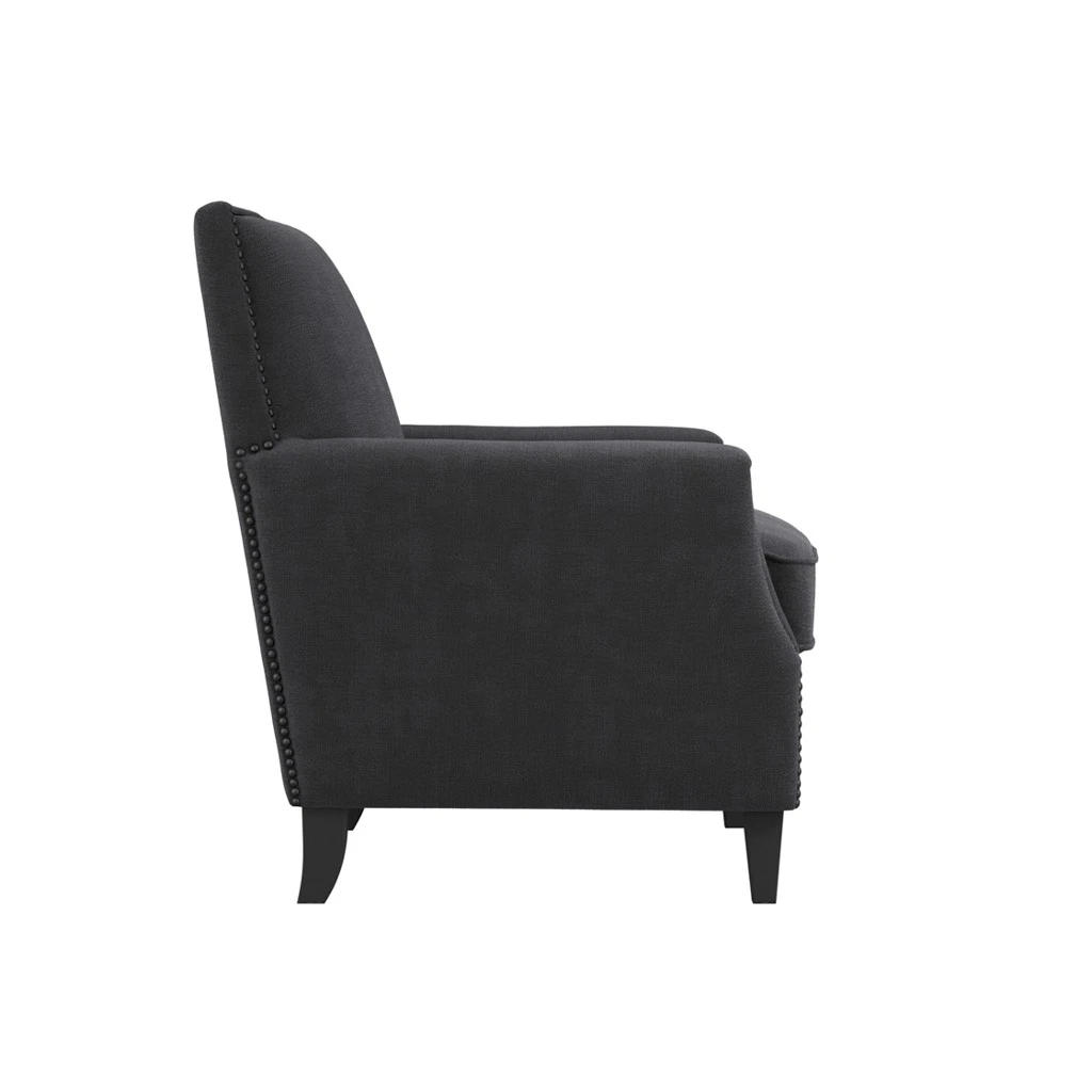 Atticus Anthracite ArmChair With Single Sofa Seat & Black Legs For Living Room - Image 3