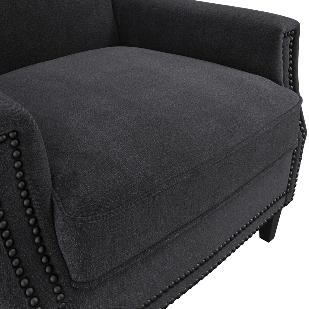 Atticus Anthracite ArmChair With Single Sofa Seat & Black Legs For Living Room - Image 4
