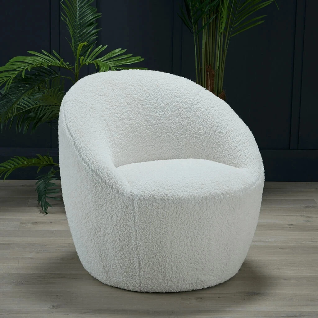 Cocoon Boucle Occasional Chair Cozy Elegance with Soft, Curved Design Brand New - Image 4