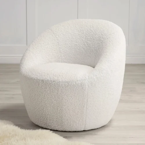 Cocoon Boucle Occasional Chair Cozy Elegance with Soft, Curved Design Brand New