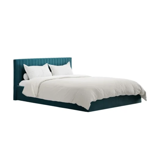 Berlin Teal Ottoman Kingsize Bed - Luxe Velvet with Smart Storage