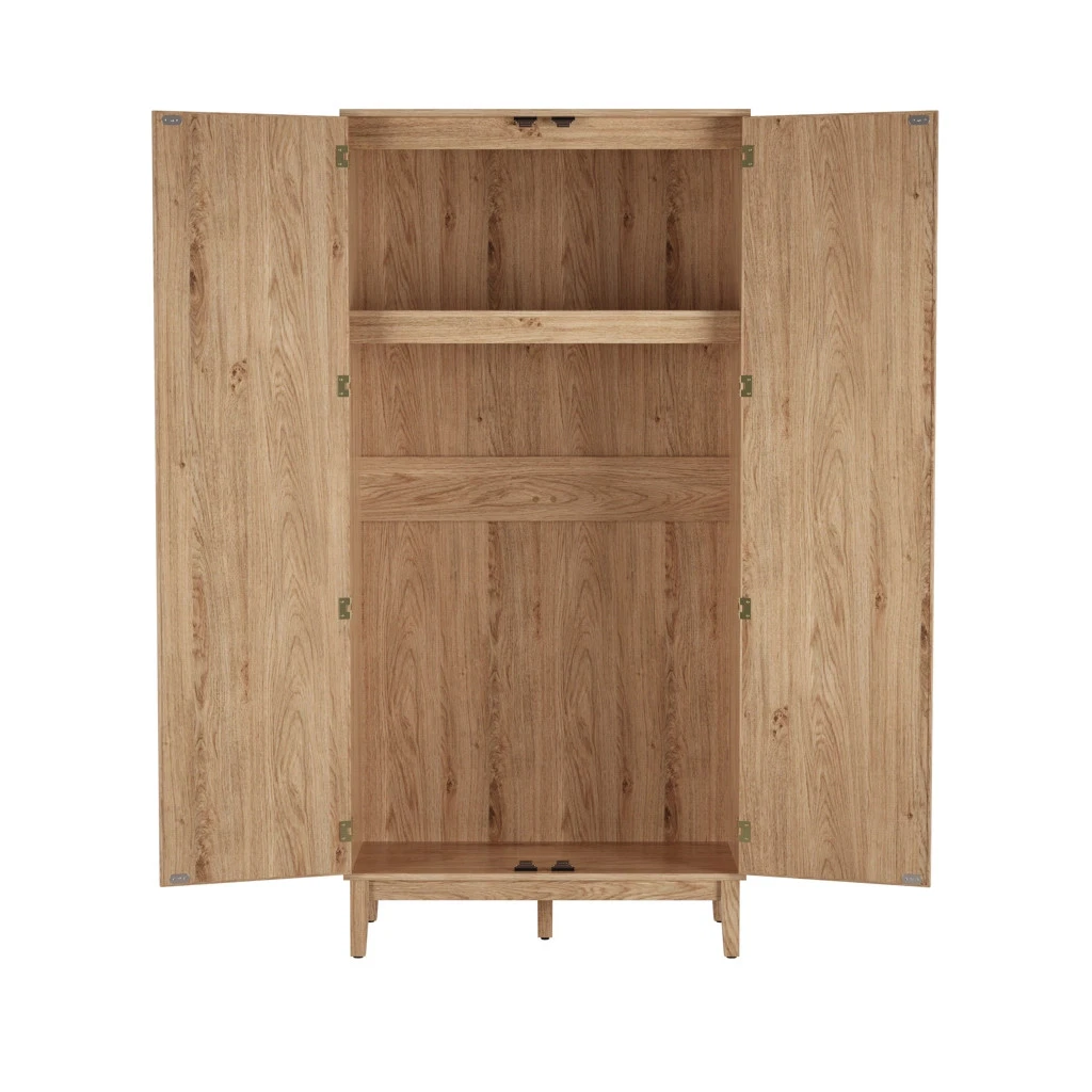 Bordeaux Rattan 2-Door Wardrobe - Boho Chic with Luxe Gold Accents - Image 3