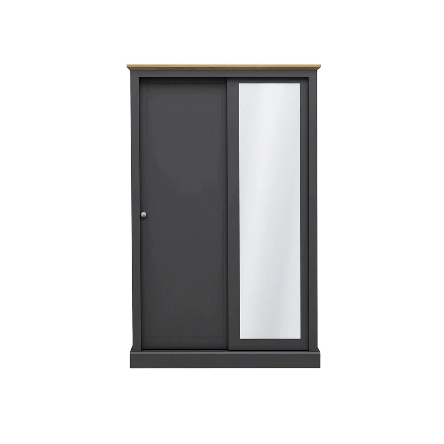 Devon Charcoal 2-Door Sliding Wardrobe - Timeless Elegance with Smart Storage