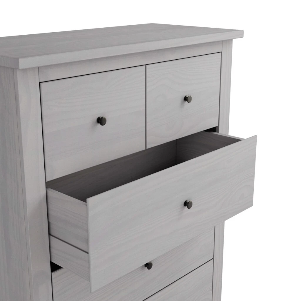 Havana Grey 3+2 Chest-Solid Pine with Grey-Washed Finish & Antique-Style Handles - Image 3