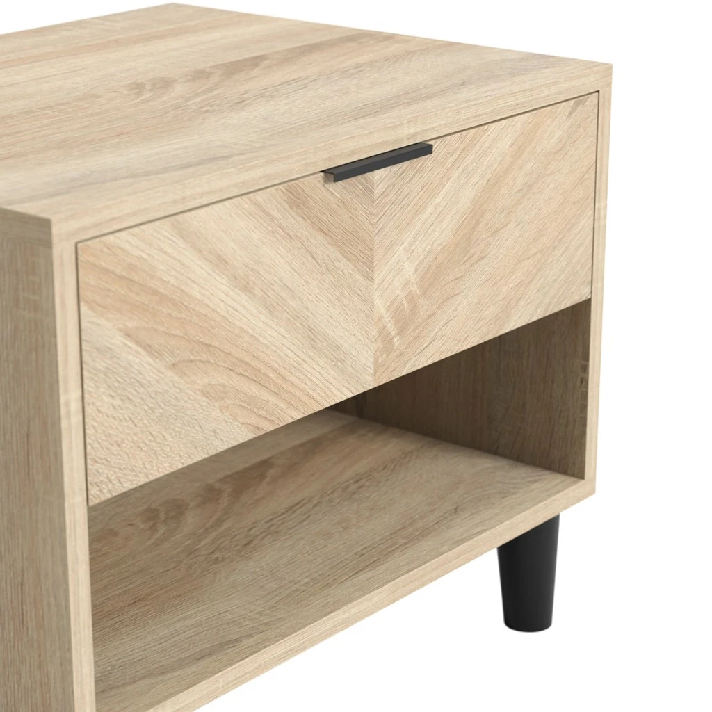 Stockholm Chevron 1 Door Bedside Cabinet -Sonoma Oak Finish with Chevron Pattern - Image 5