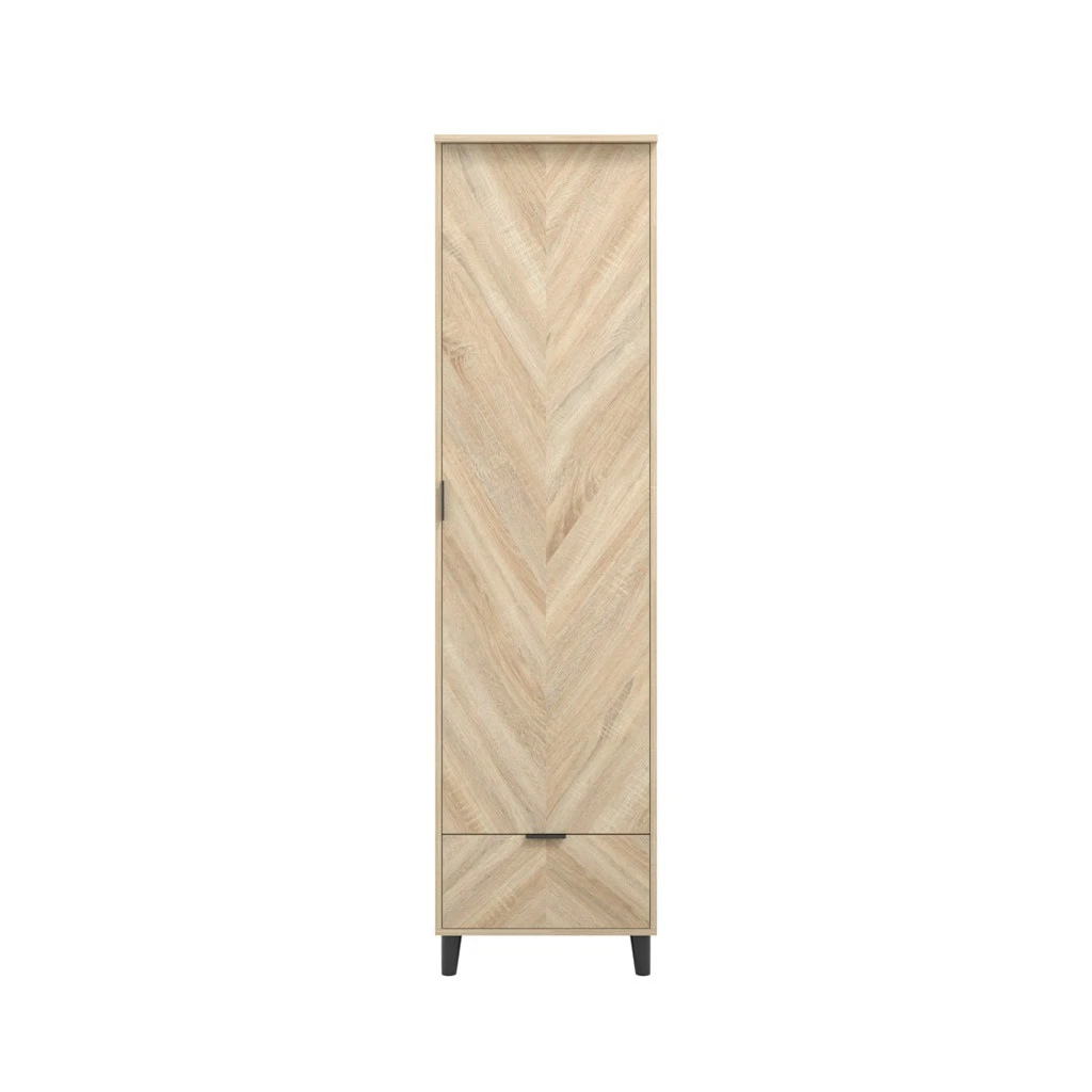 Stockholm Chevron 1 Door Wardrobe - Sonoma Oak Finish with Chevron Pattern
