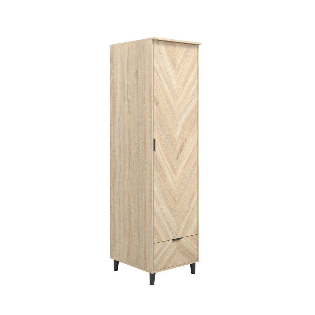 Stockholm Chevron 1 Door Wardrobe - Sonoma Oak Finish with Chevron Pattern - Image 2