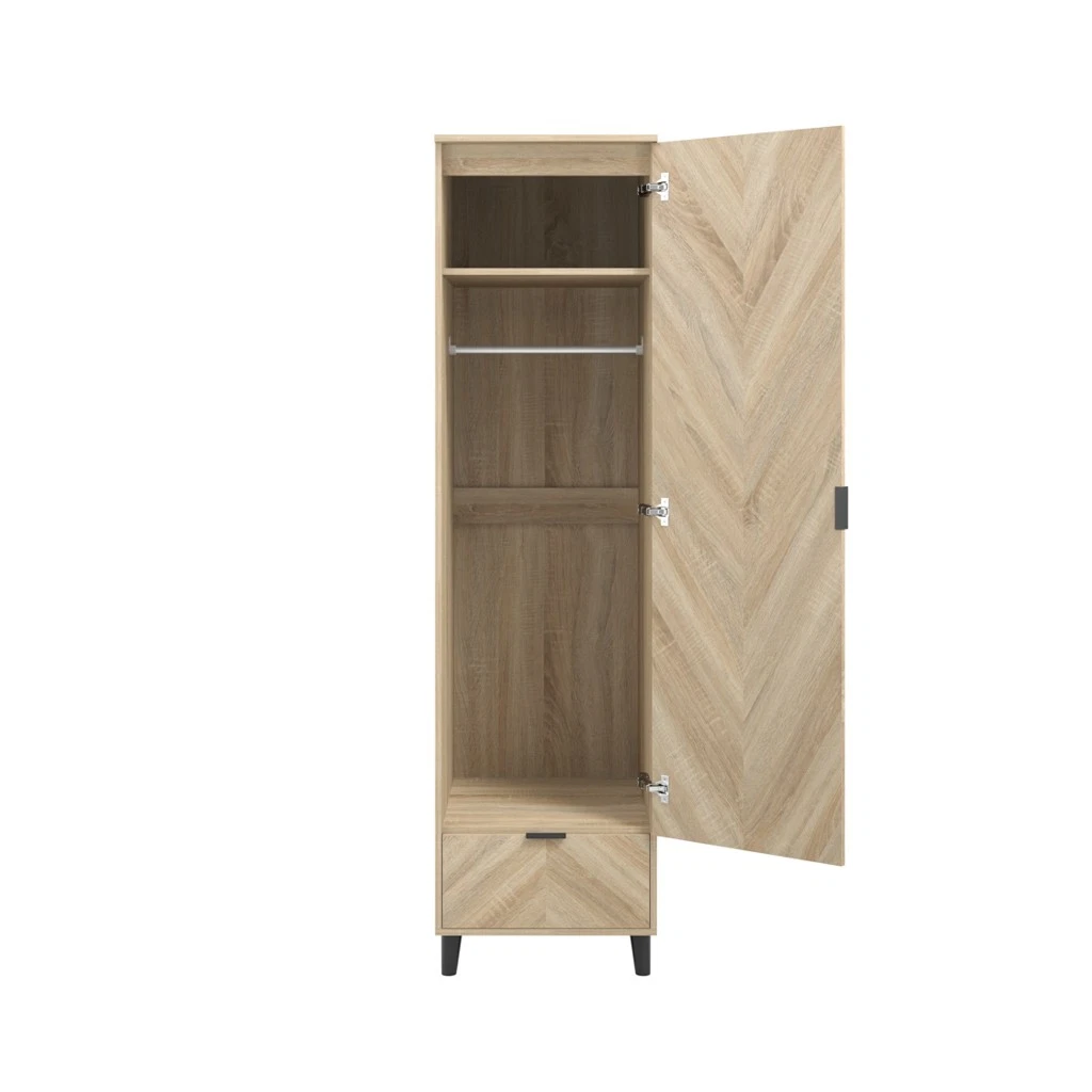 Stockholm Chevron 1 Door Wardrobe - Sonoma Oak Finish with Chevron Pattern - Image 4