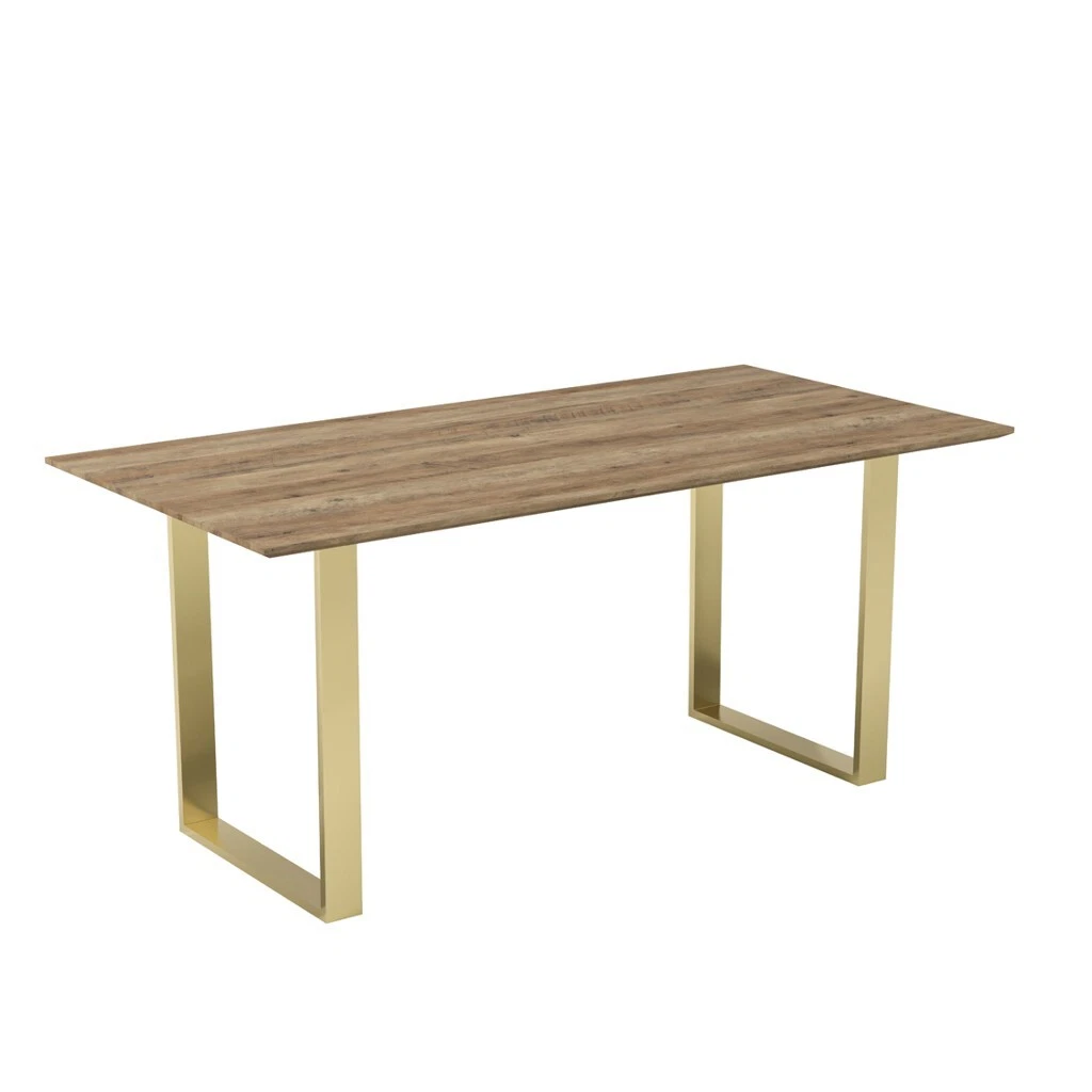 Antibes Gold Dining Table - Wood Top & Black Metal U-Shaped Legs Pack of 2 - Image 2