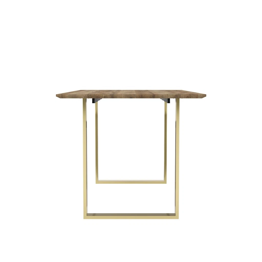Antibes Gold Dining Table - Wood Top & Black Metal U-Shaped Legs Pack of 2 - Image 3