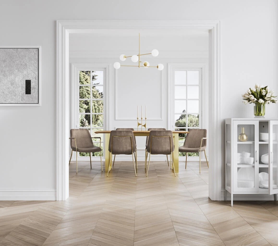 Antibes Gold Dining Table - Wood Top & Black Metal U-Shaped Legs Pack of 2 - Image 5