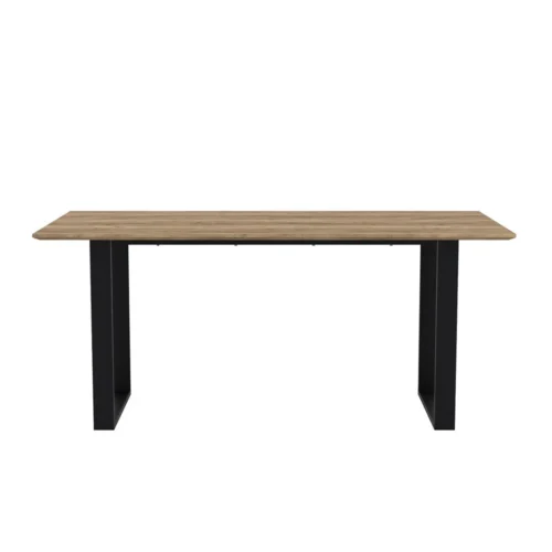 Antibes Black Dining Table - Russet Wood Top & Brass U-Shaped Legs Pack of 2