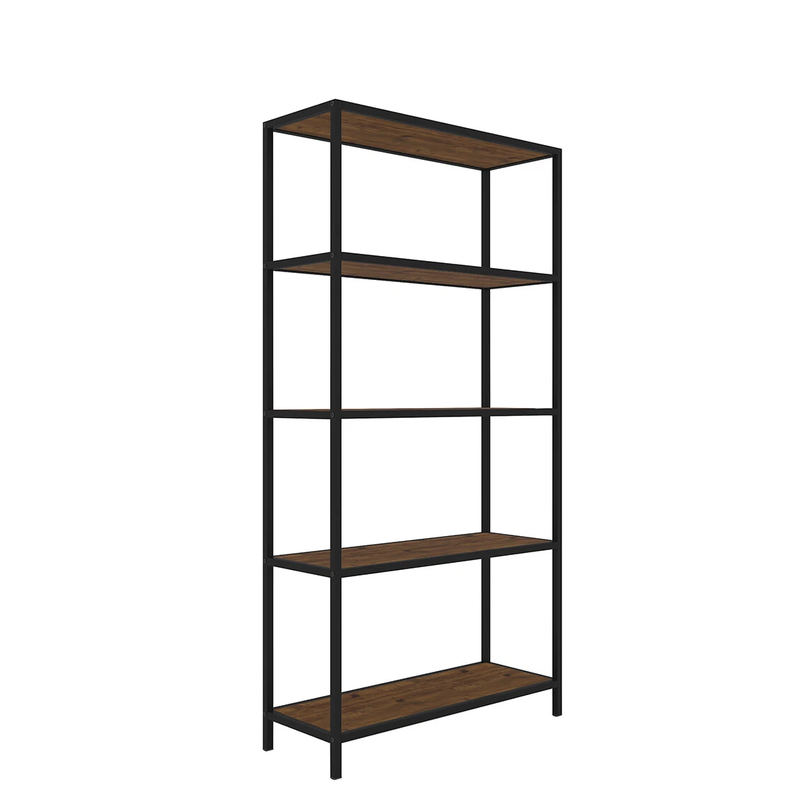 Ealing Bookcase - Vintage Chic with Rustic Wood & Sleek Black Metal Frame
