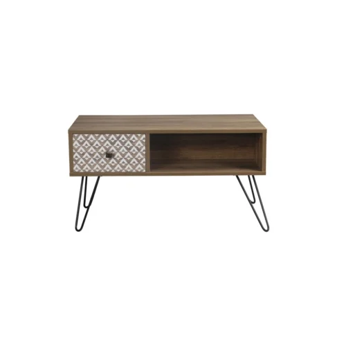 Casablanca Coffee Table - Quirky Elegance with Black Metal Legs & Hidden Storage