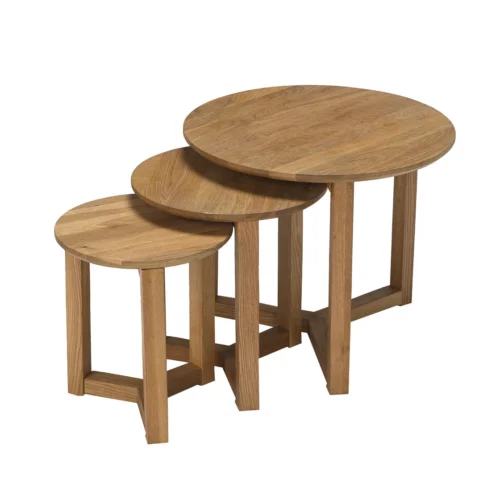Stow Solid Oak Nest of Tables - Classic Craftsmanship with Space-Saving Design
