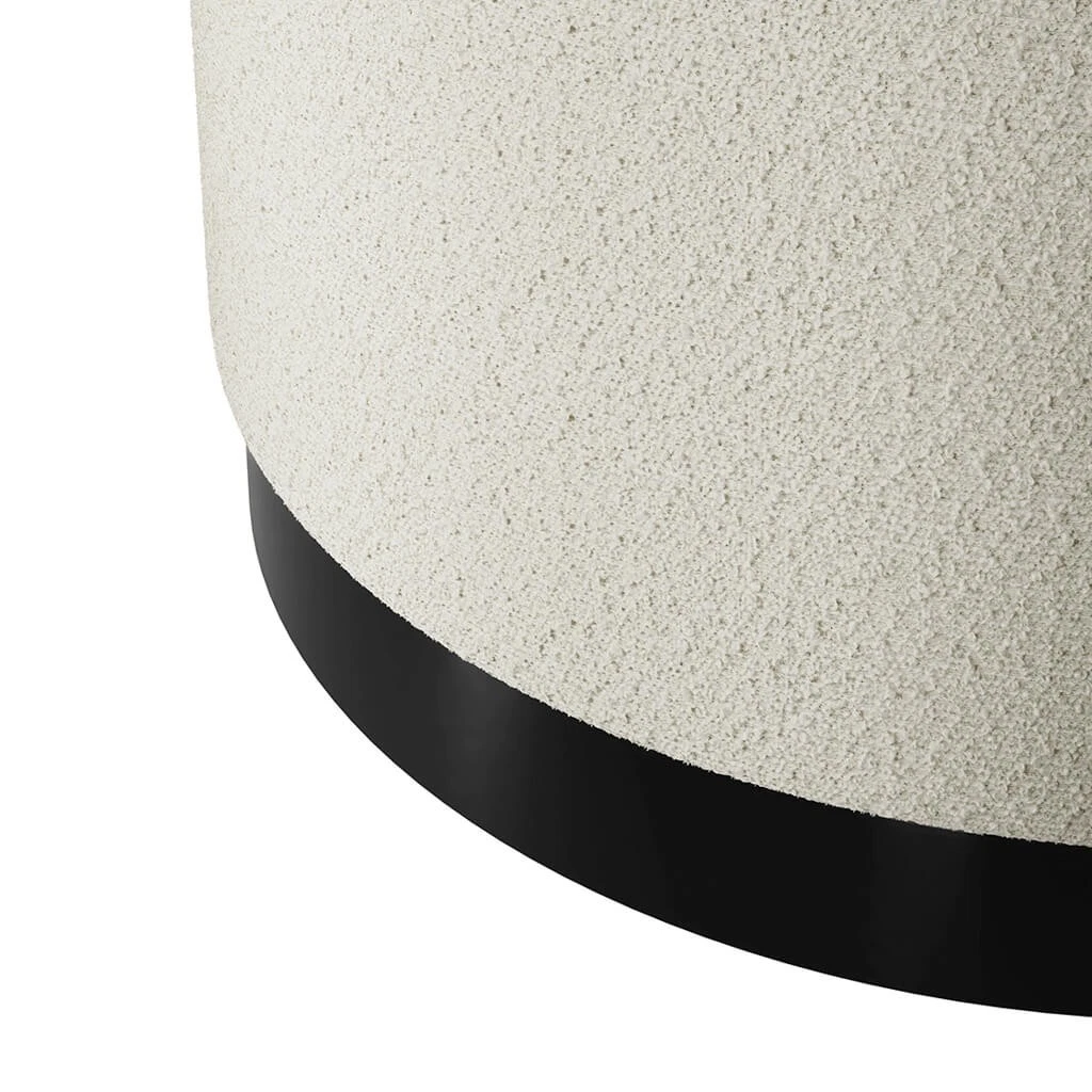 Lara Ivory Boucle Pouffe - Large Multipurpose Design with Matte Black Base - Image 2