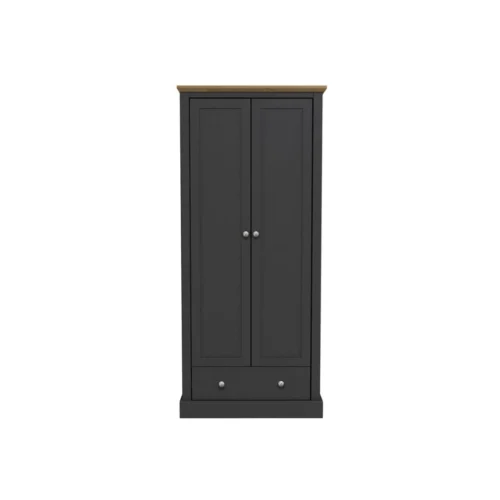 Devon 2 Door 1 Drawer Charcoal Wardrobe Of Dimension-181.5 x79.7 x56 cm(2 Packs)