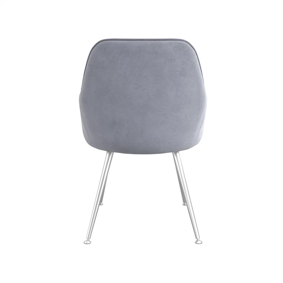 Tara Dining Chair In Grey Colour Velvet Fabric With Metal Legs Set of 2 - Image 4
