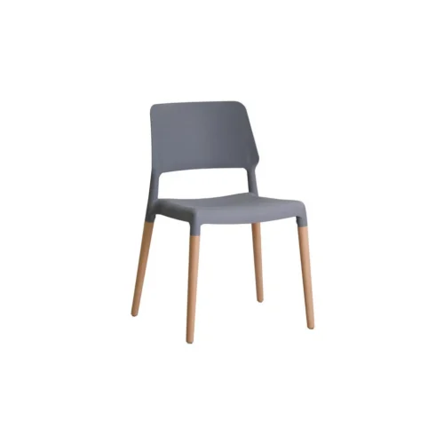 Riva Grey Dining Office Chairs Minimal Modern Moulded Seat Design Set of 2