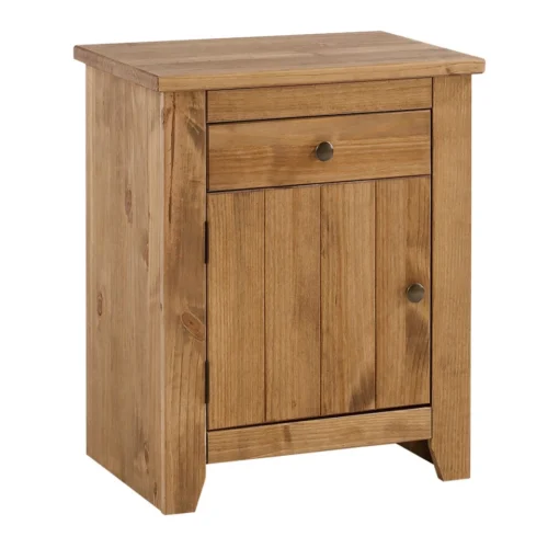 Havana Pine Bedside Cabinet With One Storage Drawer & One Single Door Cupboard
