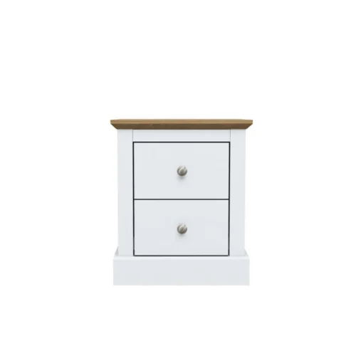 Devon White Bedside Cabinet With Two Storage Drawers